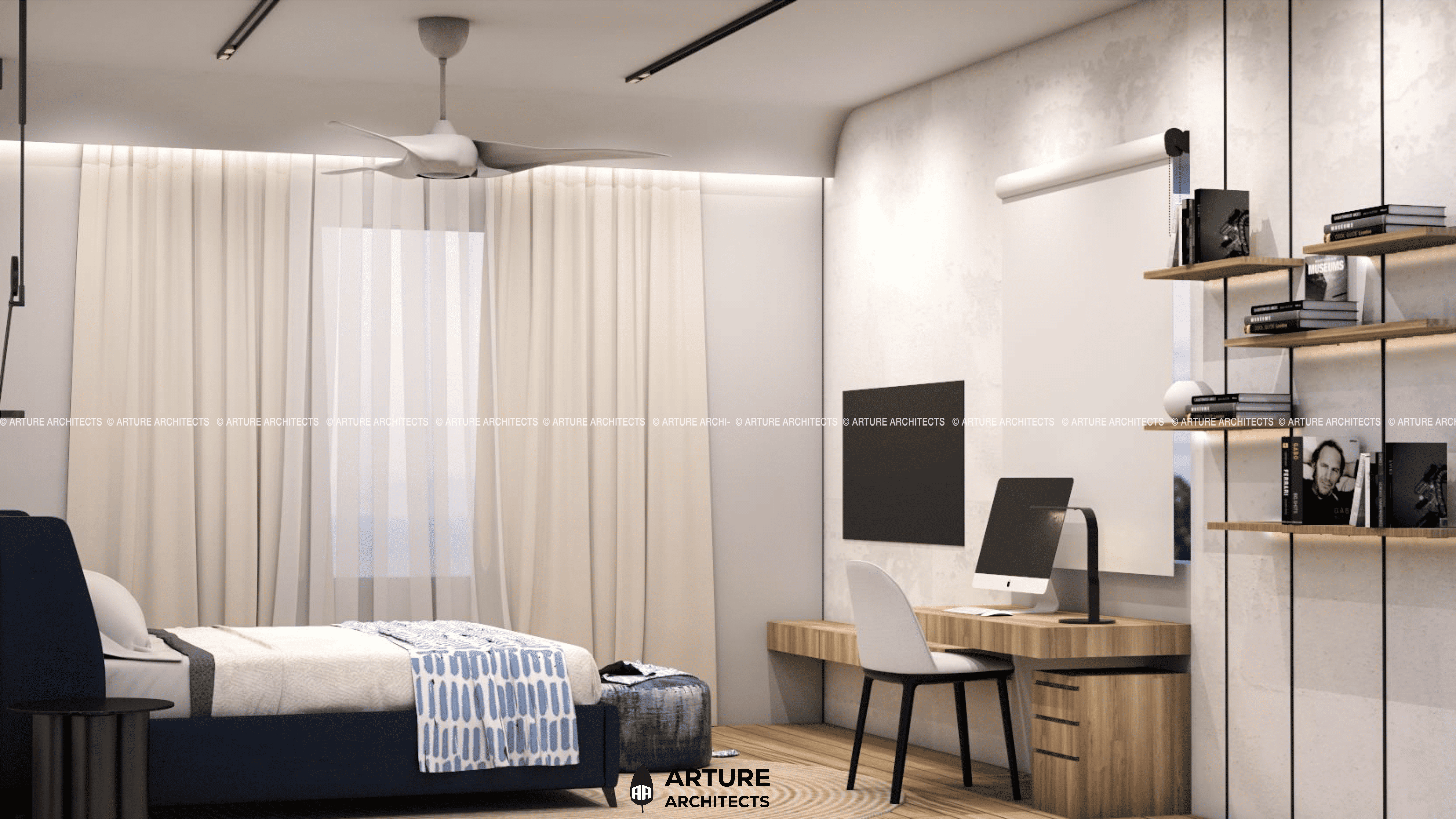 Marble and Wood Contrast