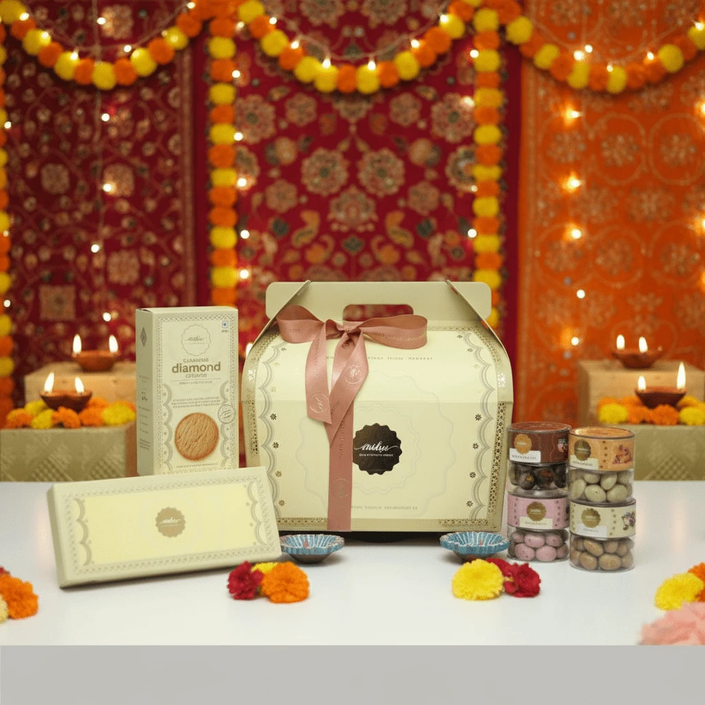 Aubree Emerald Vanity luxury corporate hamper with gold packaging