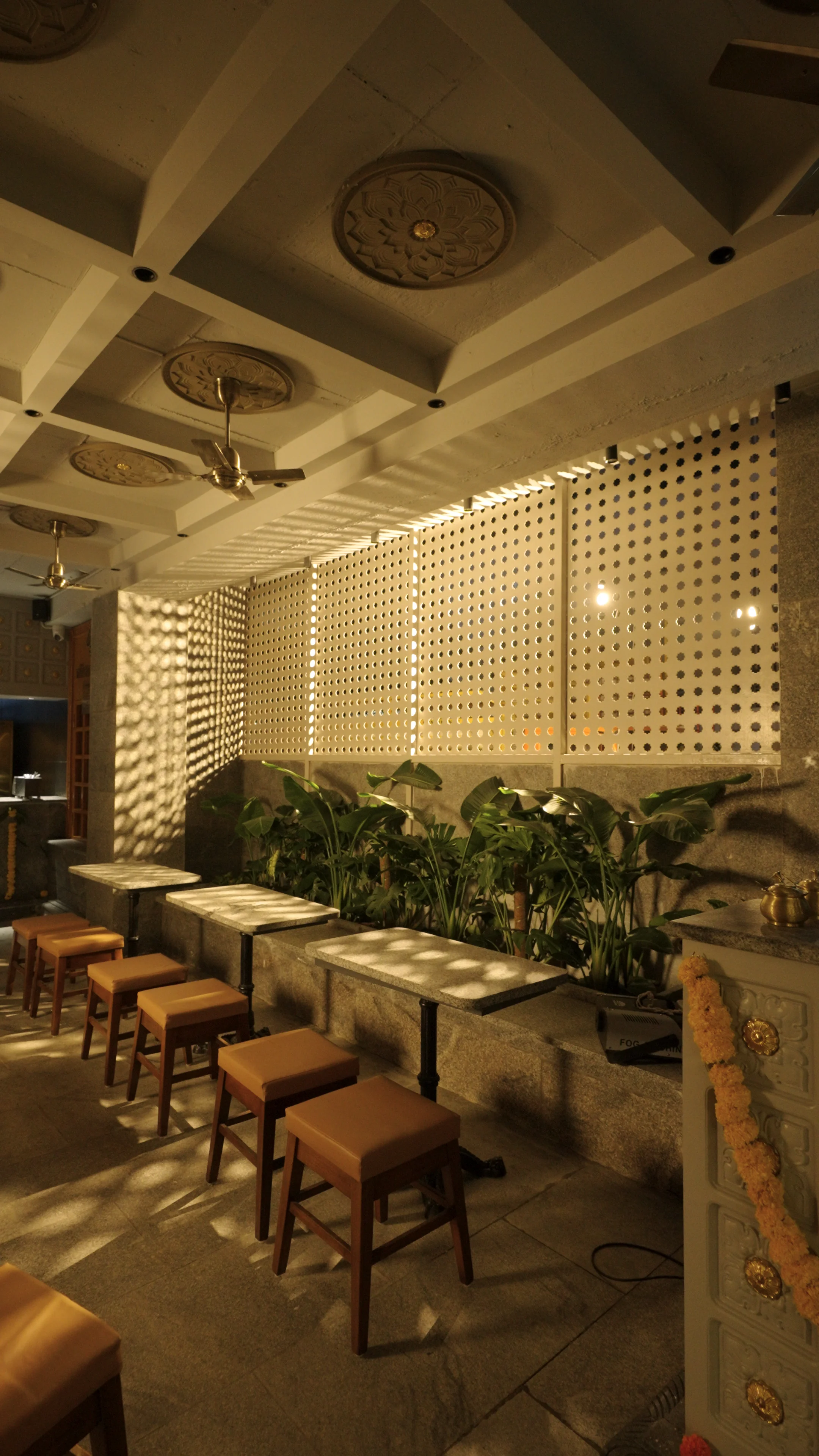 Temple Jaali Architecture & Indoor Tropical Plants